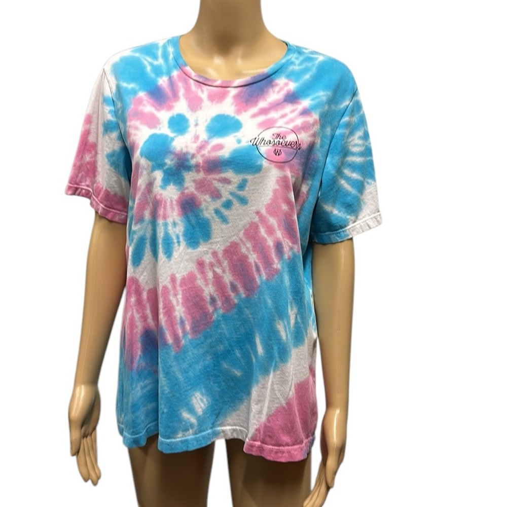 The Whosoevers Tie Dye Blue Pink White Tshirt Tee Short Sleeve Unisex XL